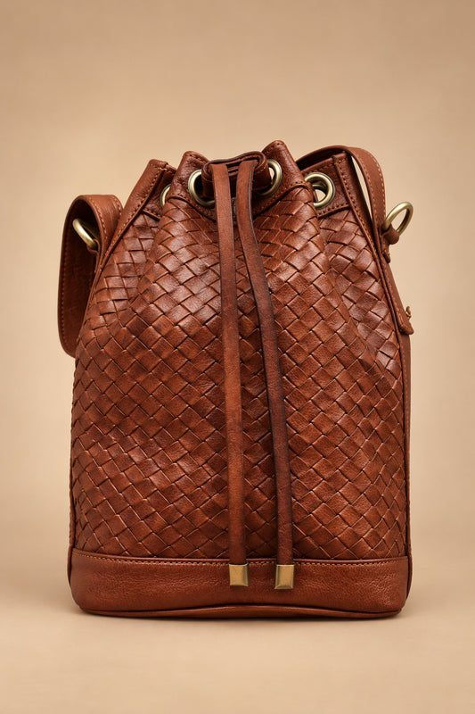 Beldi Leather Shoulder Bag – Handmade Moroccan Woven Leather Bag