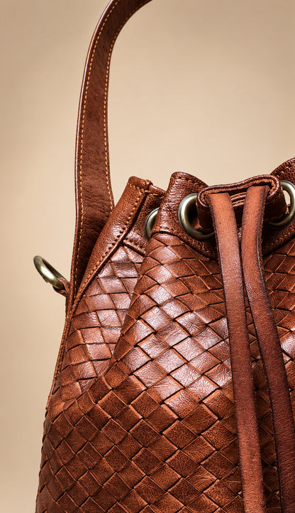 Beldi Leather Shoulder Bag – Handmade Moroccan Woven Leather Bag