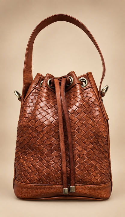 Beldi Leather Shoulder Bag – Handmade Moroccan Woven Leather Bag