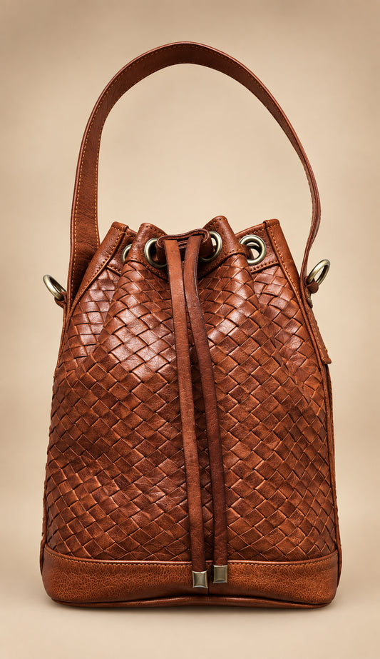 Beldi Leather Shoulder Bag – Handmade Moroccan Woven Leather Bag