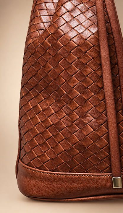 Beldi Leather Shoulder Bag – Handmade Moroccan Woven Leather Bag